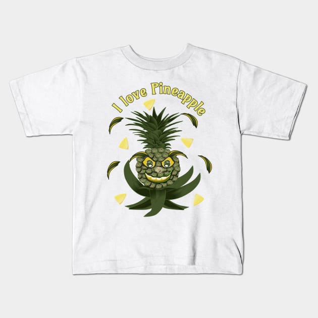 Funny Pinapple Kids T-Shirt by Djdesign2022